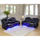 JUAN Leather Power Recliner Sofa Set with LED, USB Port & Cup Holder 83" W