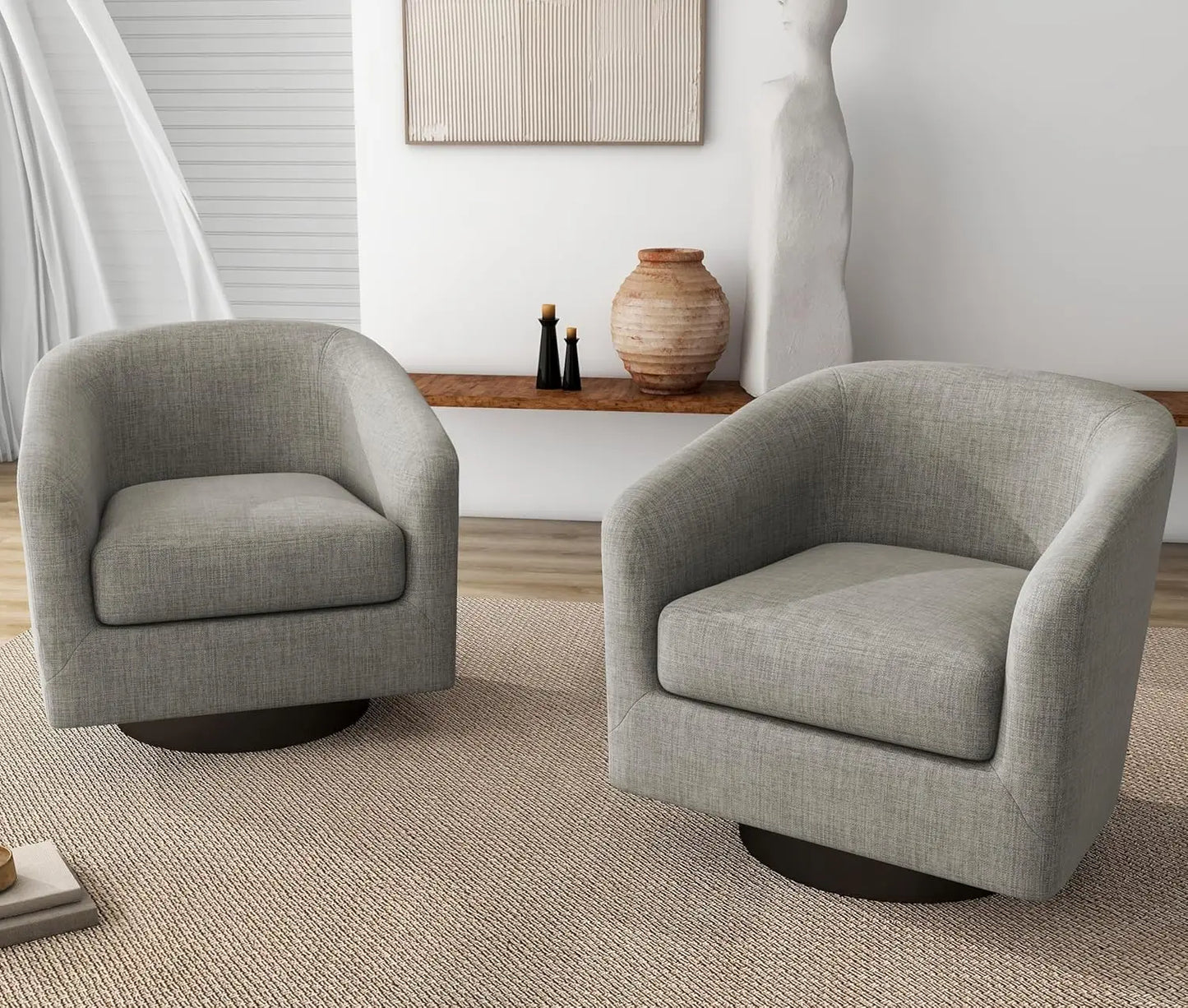 VINCENT Swivel Barrel Accent Chairs Set of 2 – Modern Armchair - 28.79" W