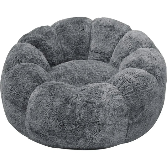 CAROLINA Blossom Style Faux Fur Bean Bag Chair – Lounge Sofa with Petal Arms, 36'' W
