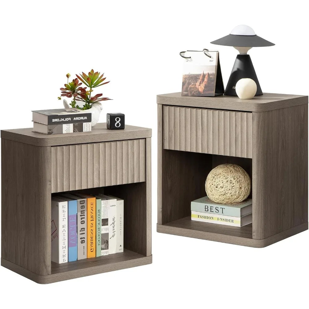 JOURNEY Modern Wood Nightstand with Drawer Storage - 22.7" Wide