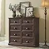 CAMILLE Rustic Farmhouse 8-Drawer Wooden Dresser – Tall Storage Chest | 42'' W