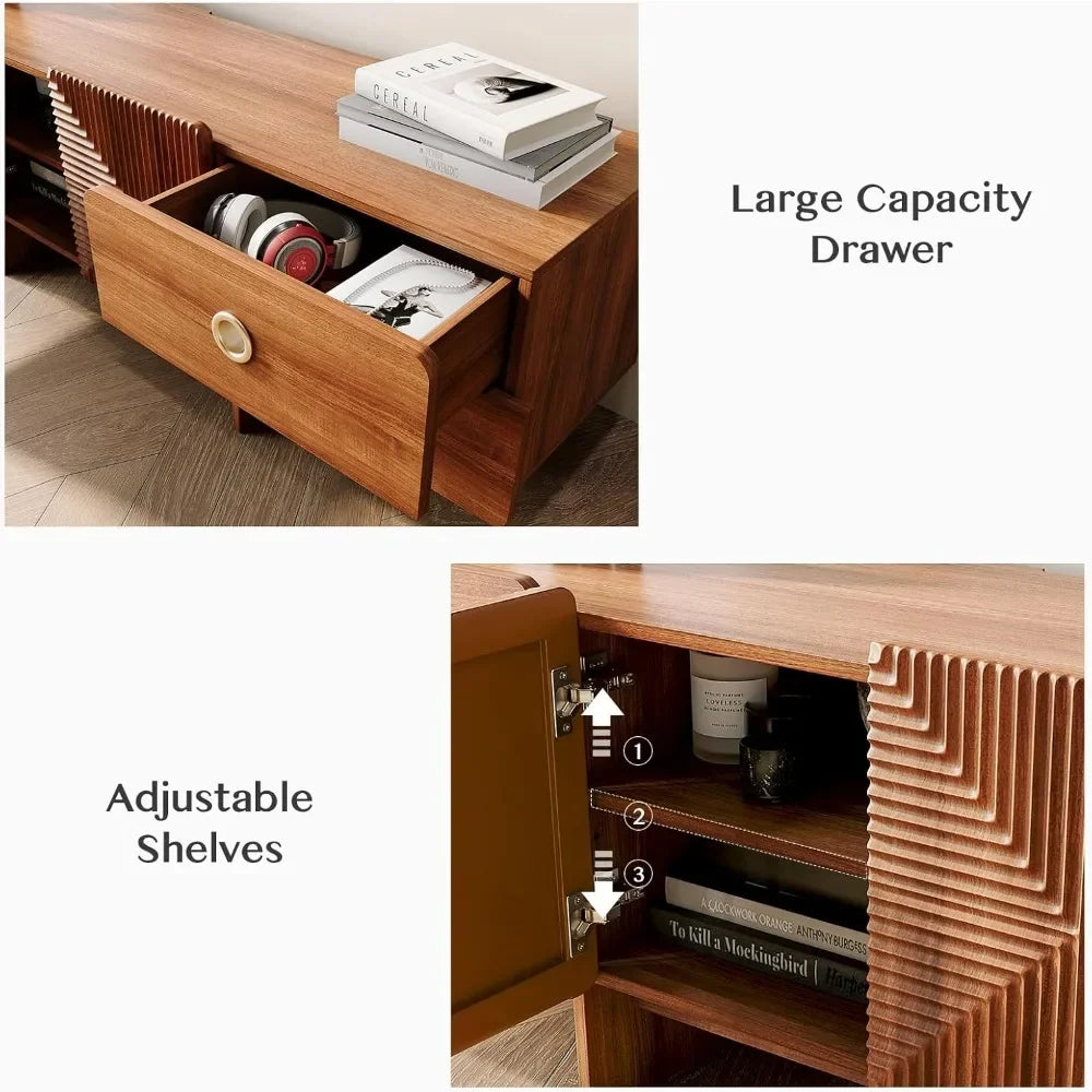 BRANDON Mid Century Modern TV Stand with 4 Drawers - 66"