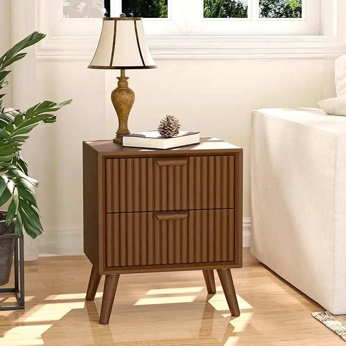 ANIYAH Vintage 19" Nightstand with 2 Drawers – Elegant Wooden Bedside Table for Bedroom & Living Room