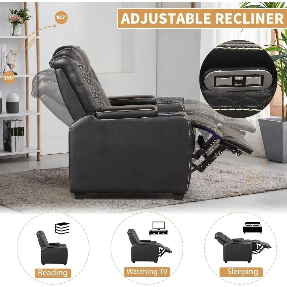JOCELYN PU Reclining Sofa with Powered Headrest – 40" W