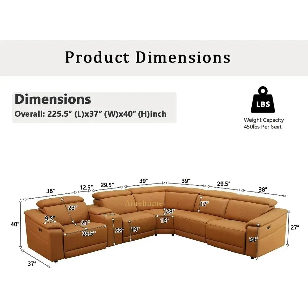 NORAH Modern Reclining Sectional Sofa with Console Storage – Sectional Couch – 225.5" W