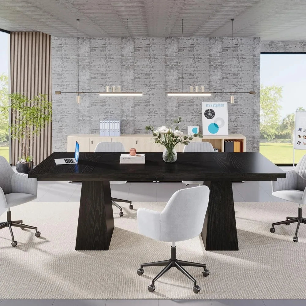 JESSICA Modern Black Rectangular Dining Table - 63" W