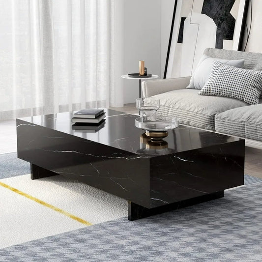 AUBREE LunaMarble Minimalist Modern Coffee Table – 41.3"W