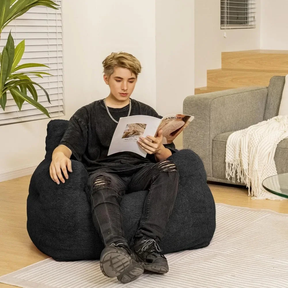 REIGN Modern Bean Bag Chair with Armrests - 37'' Wide, Filled & Ready to Use