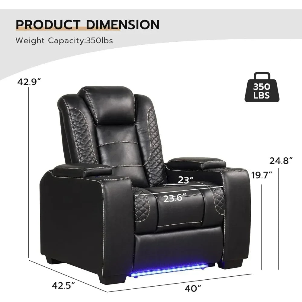 JOCELYN PU Reclining Sofa with Powered Headrest – 40" W