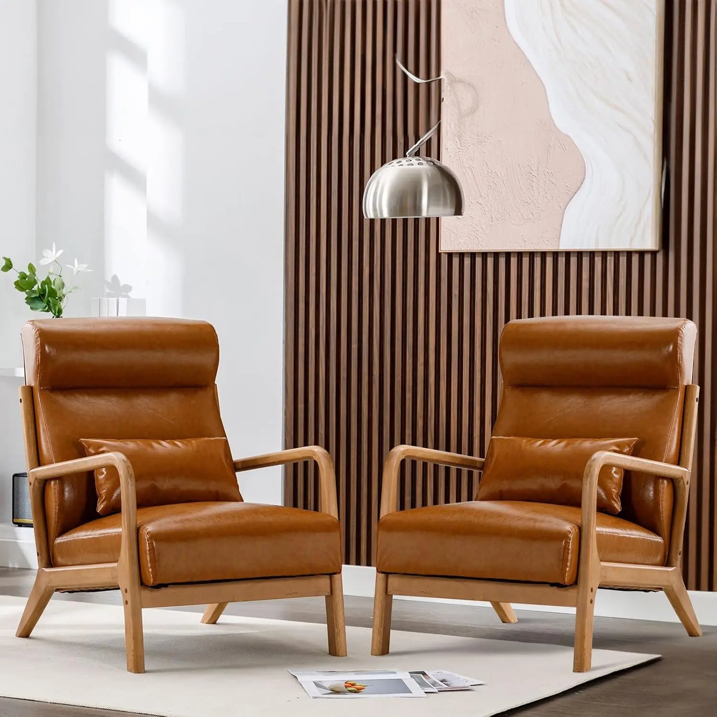 MICAH Aeron Mid-Century Fabric Lounge Armchair Set – Accent Chairs – 26" W