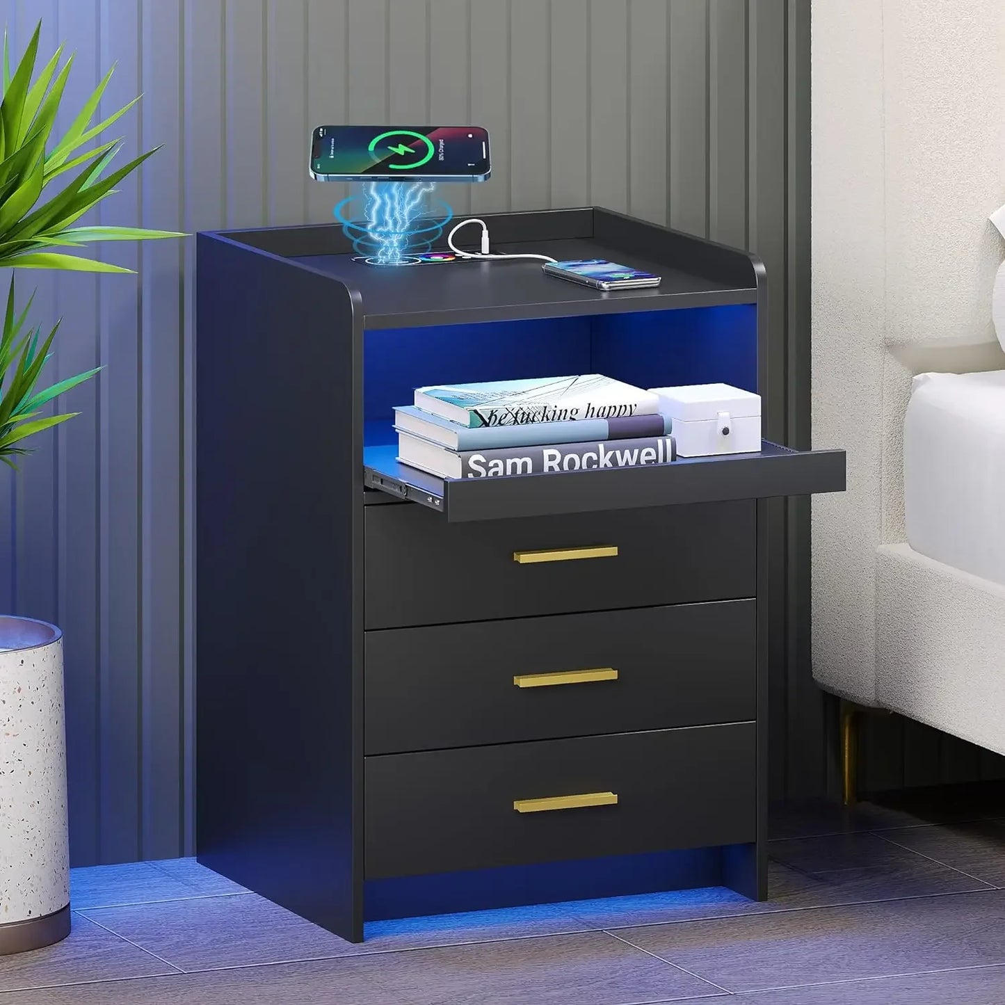 TRINITY Smart Nightstand with RGB Lights & Wireless Charging