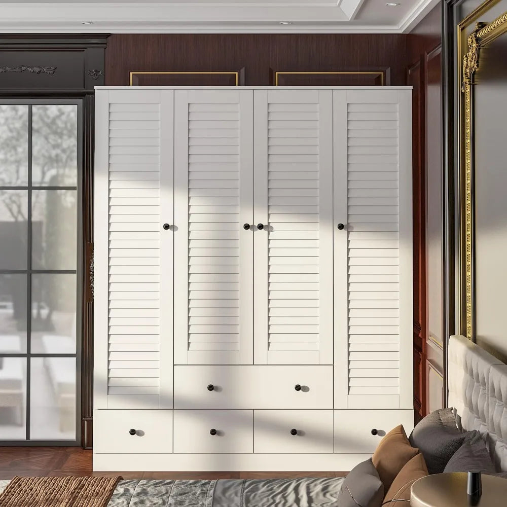 ALAYAH Wide Wooden Storage Closet with Drawers & Shelves
