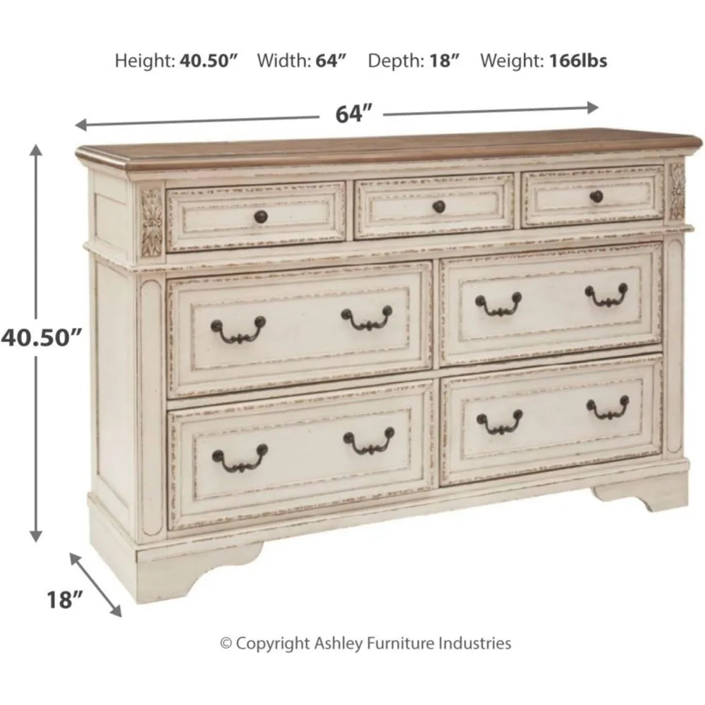 ANA Realyn French Country 7-Drawer Two-Tone Dresser - 64"