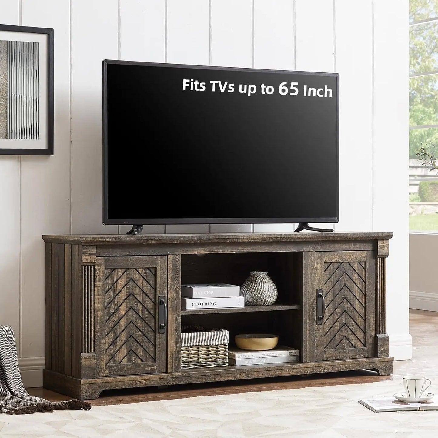 JOSE Farmhouse TV Stand with Barn Doors - 58" W