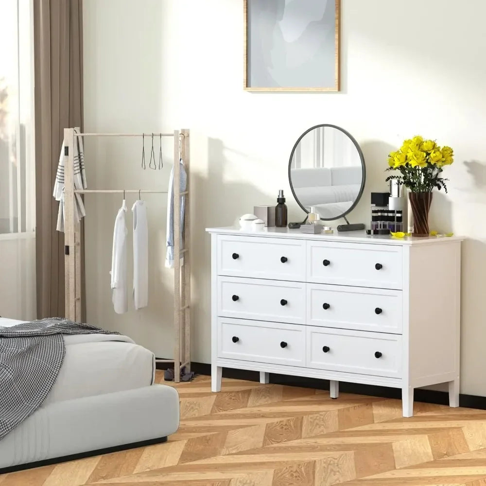 POPPY Modern Elegant 6-Drawer Dresser with Metal Handles - 47'' Wide