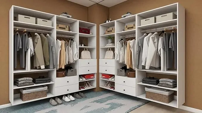 BRIELLA Modular Wardrobe Closet System – Walk-In Organizer with Drawers, Shelves & Hanging Rods