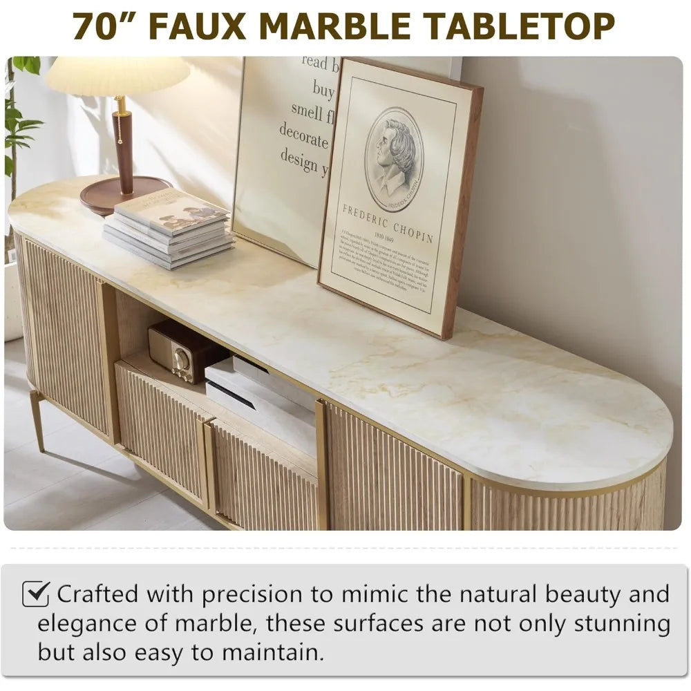 ROBERT Fluted Sideboard TV Stand with Storage 70" W