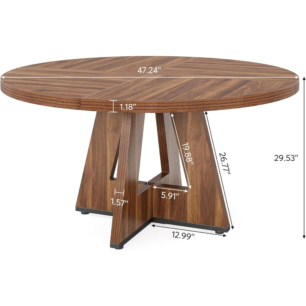 JOSEPH Farmhouse Round Dining Table - Wooden Kitchen Table - 47" W