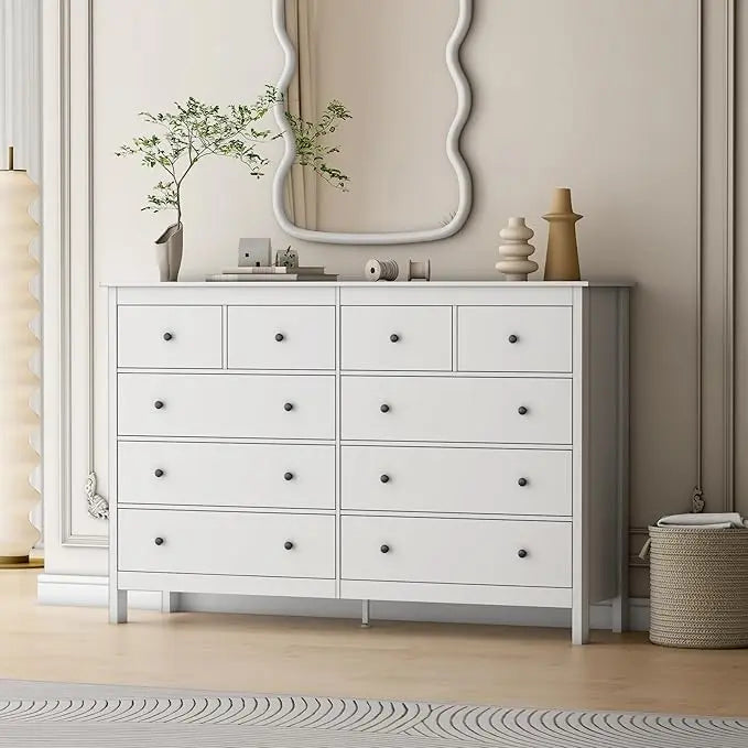 GABRIELA Modern 10-Drawer Wide Dresser – Elegant Storage Chest – 55"