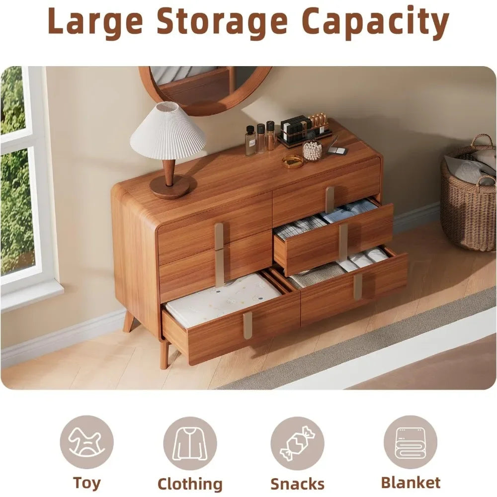 AITANA Mid-Century Modern 6-Drawer Dresser - Cherry Finish - 47.3" Wide
