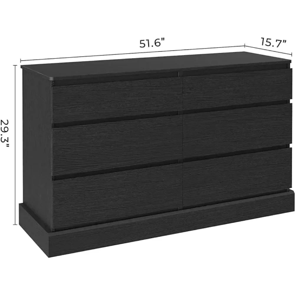 HAVEN Modern Minimalist 6 Drawer Dresser - 51.6" Wide Double Chest for Bedroom & Living Room