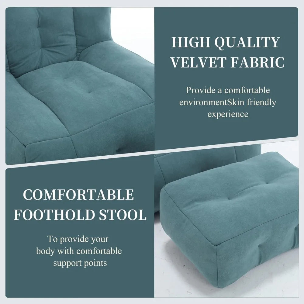 MIRA Modern Soft Microfiber Bean Bag Lounge Chair with Ottoman – Sofa Chair 36.5''W