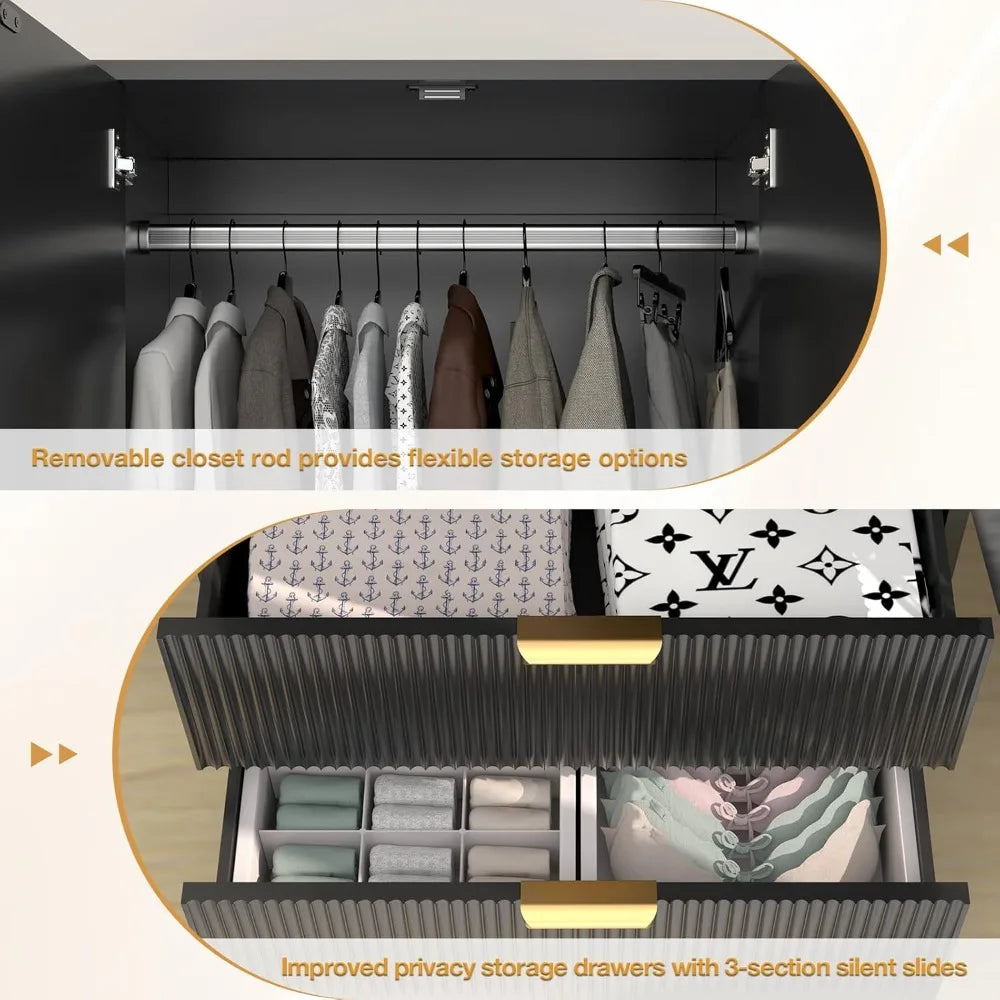 DALEYZA Modern Wooden Wardrobe Closet with Drawers – 31.5" Wide Armoire Cabinet
