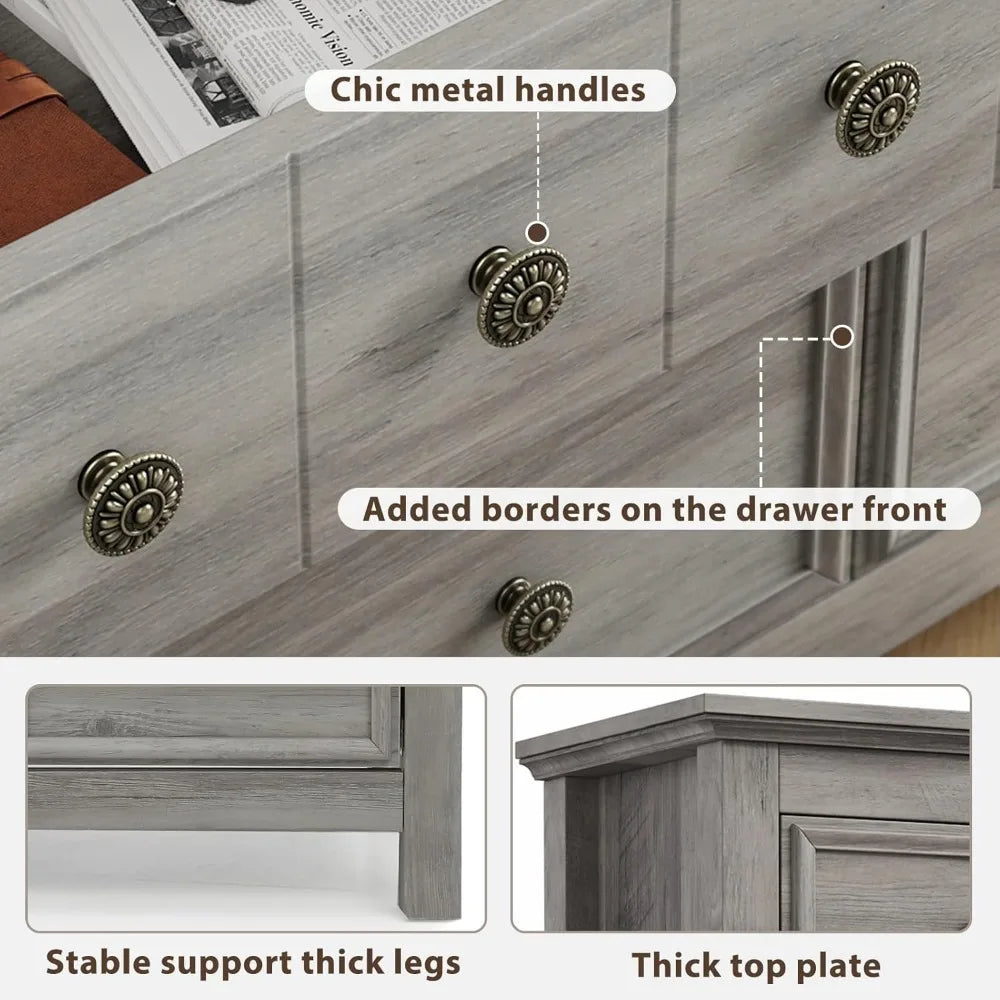 VIVIENNE Minimalist Modern 9-Drawer Wooden Dresser - 58" Wide