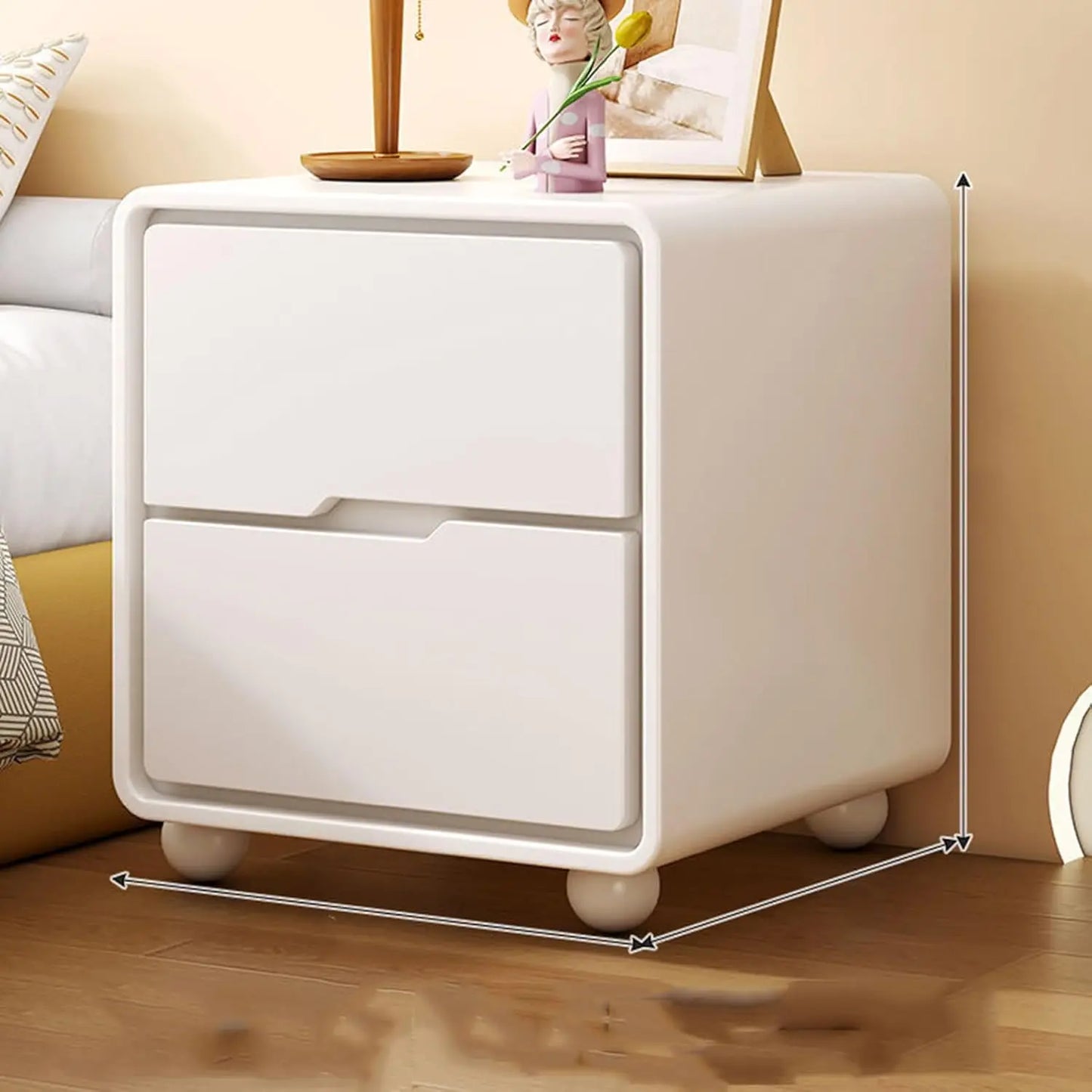 RAVEN Modern Cream Style Nightstand - 18.9'' Wide Light Luxury Bedside Cabinet