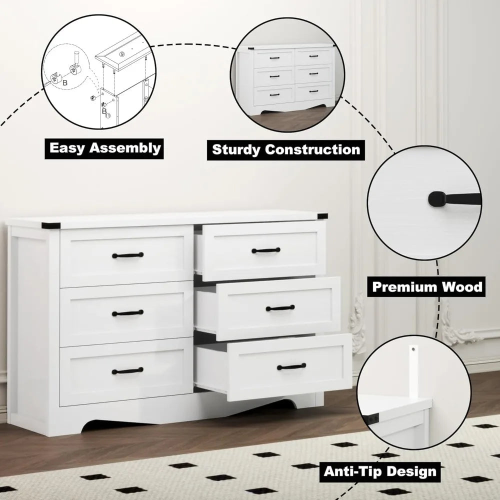 NYLA Modern Minimalist Wide Wooden Dresser - 47''