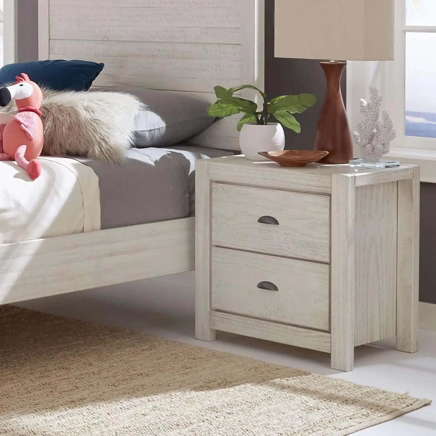ITZEL Montauk Rustic 2-Drawer Solid Wood Nightstand - 24'' W