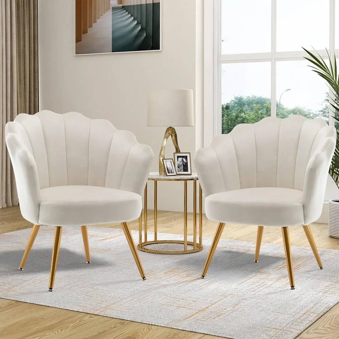 COLE Floria Mid-Century Velvet Petal Chair-21.06"W
