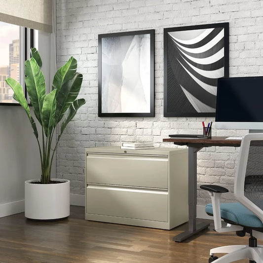 CHARLIE Classic Putty Metal Filing Cabinet - 2-Drawer Lateral File Cabinet – 36" W