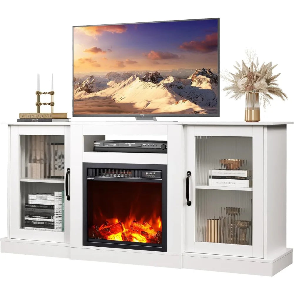 GRACIE Avenmoor Modern Fireplace TV Stand – Entertainment Console, 58" Wide