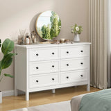DAPHNE Modern 6 Drawer Dresser – Wide Chest of Drawers with Metal Knob Handles