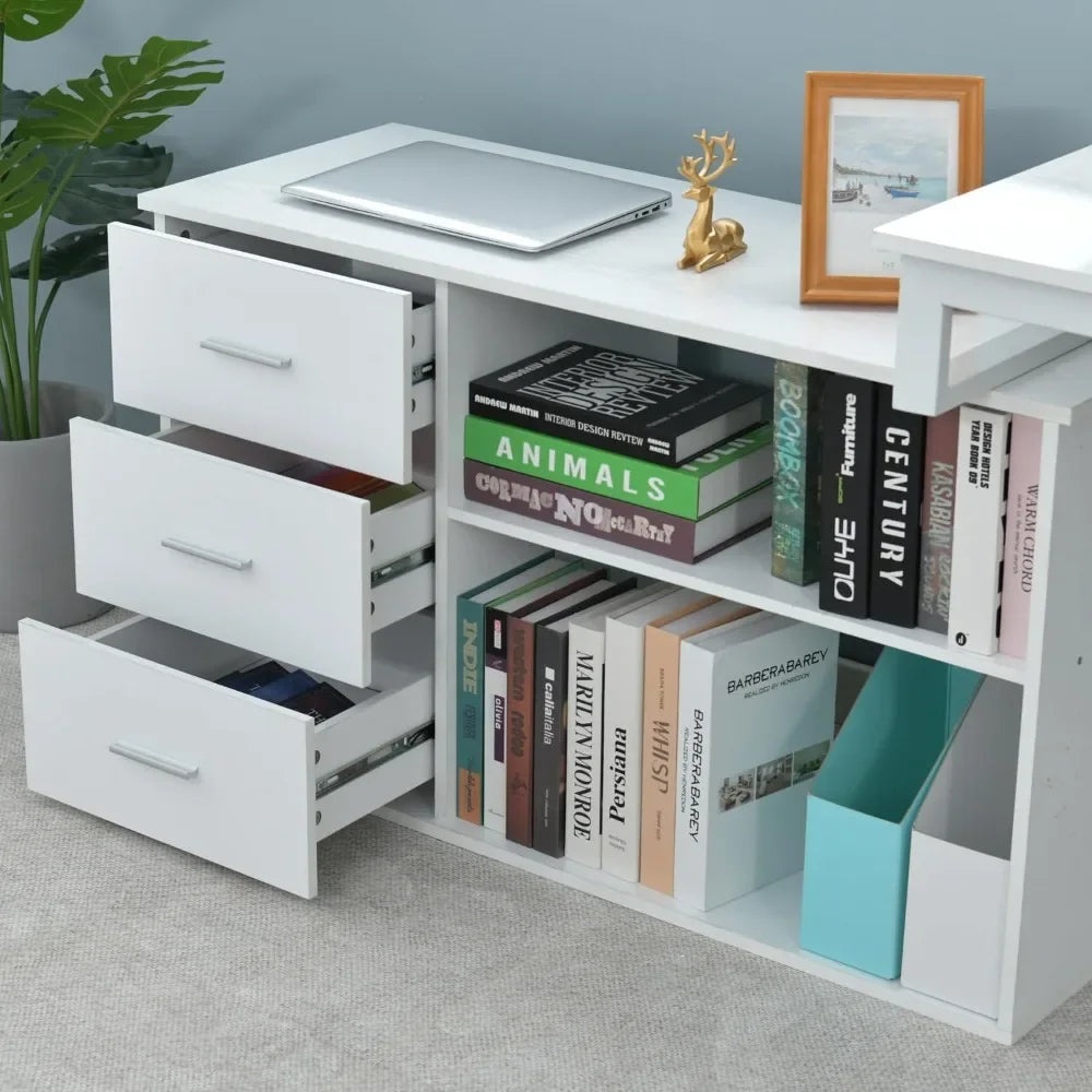 SARAH Modura L-Shape Reversible Computer Desk – Office Desk – 55″ Width