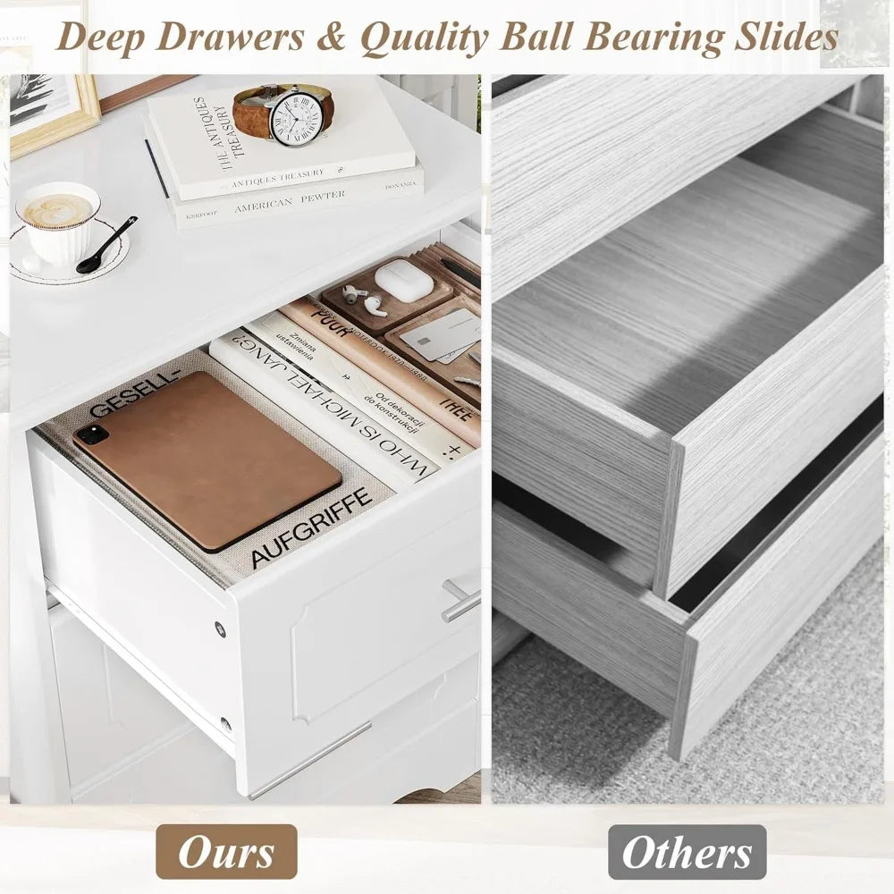 HAYDEN Modern White 3-Drawer Dresser - Elegant Wood Chest for Bedroom - 23.62" Wide