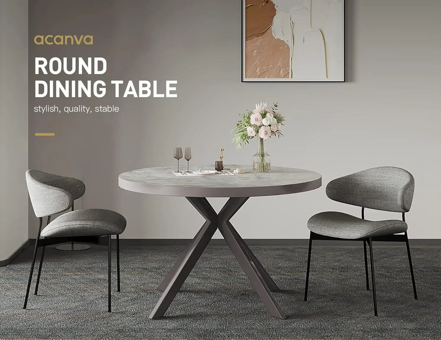 MARGARET Metro Modern Round Dining with Circle Kitchen Table - 47.2"W