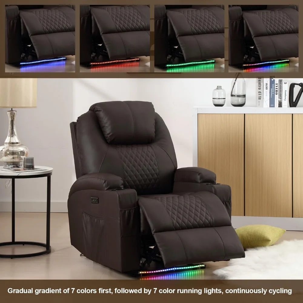 NOLAN Power Recliner Chair - Home Theater Seating - LED Lighting - 33.5" W
