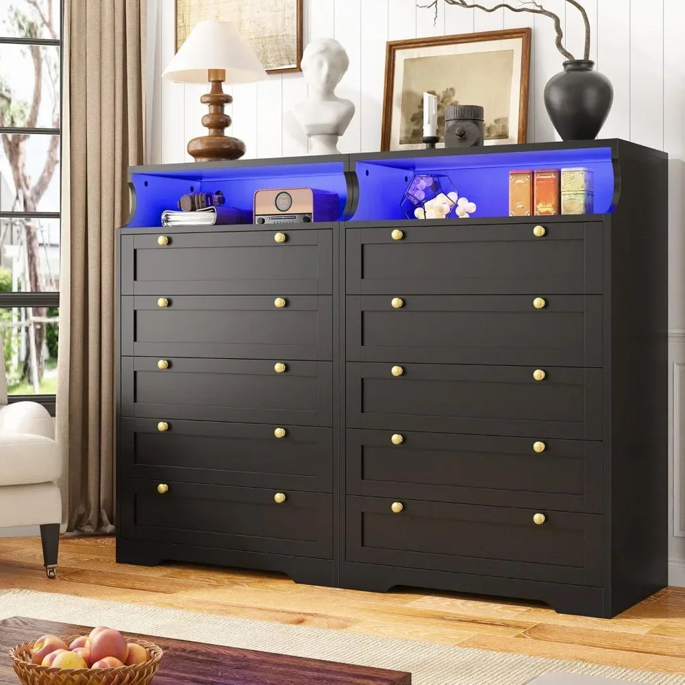 JULIET Modern LED Bedroom Dresser with 5 Drawers - 31.5'' Wide