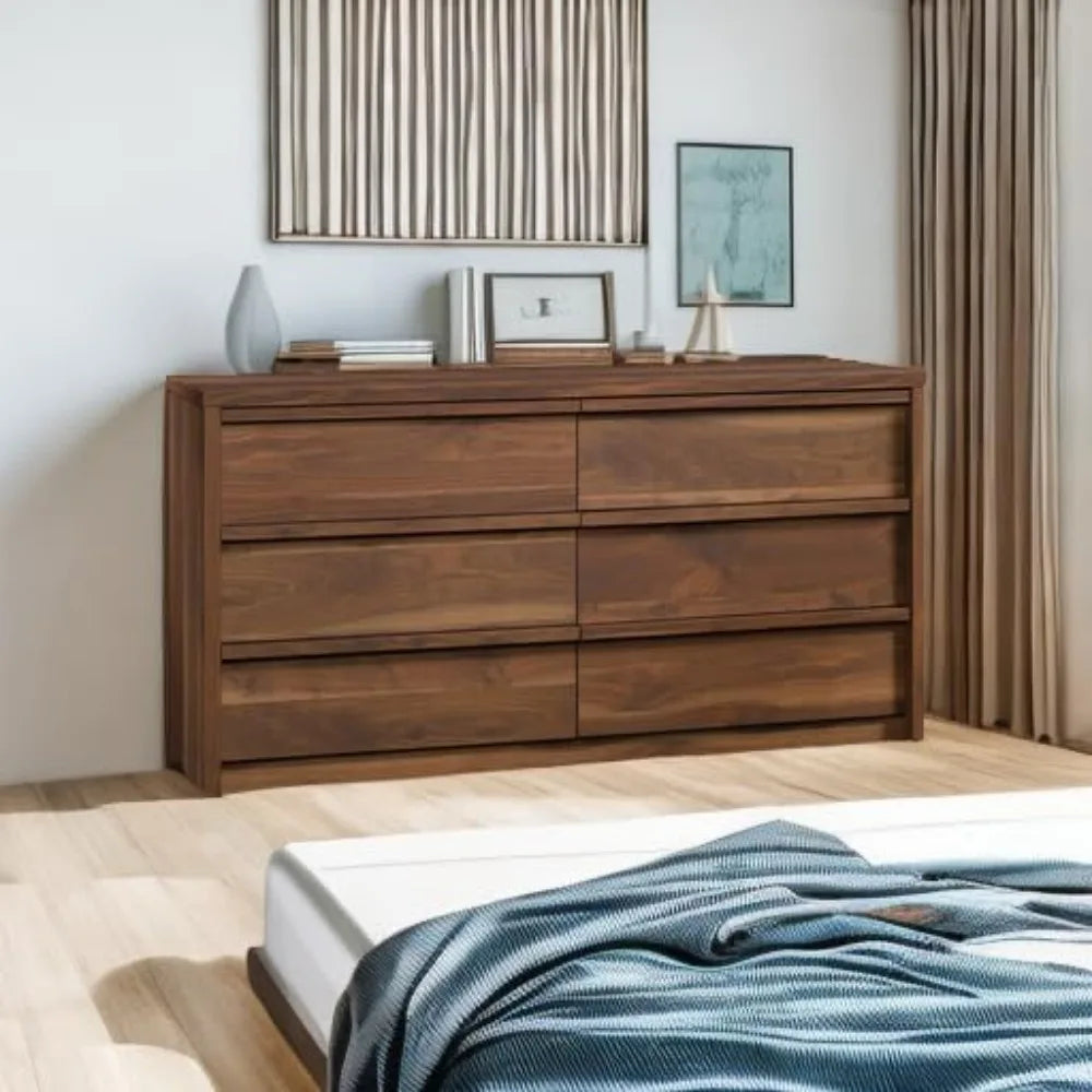 KIMBERLY Harvey Park Modern 6-Drawer Dresser - 60.7'' | Grand Walnut