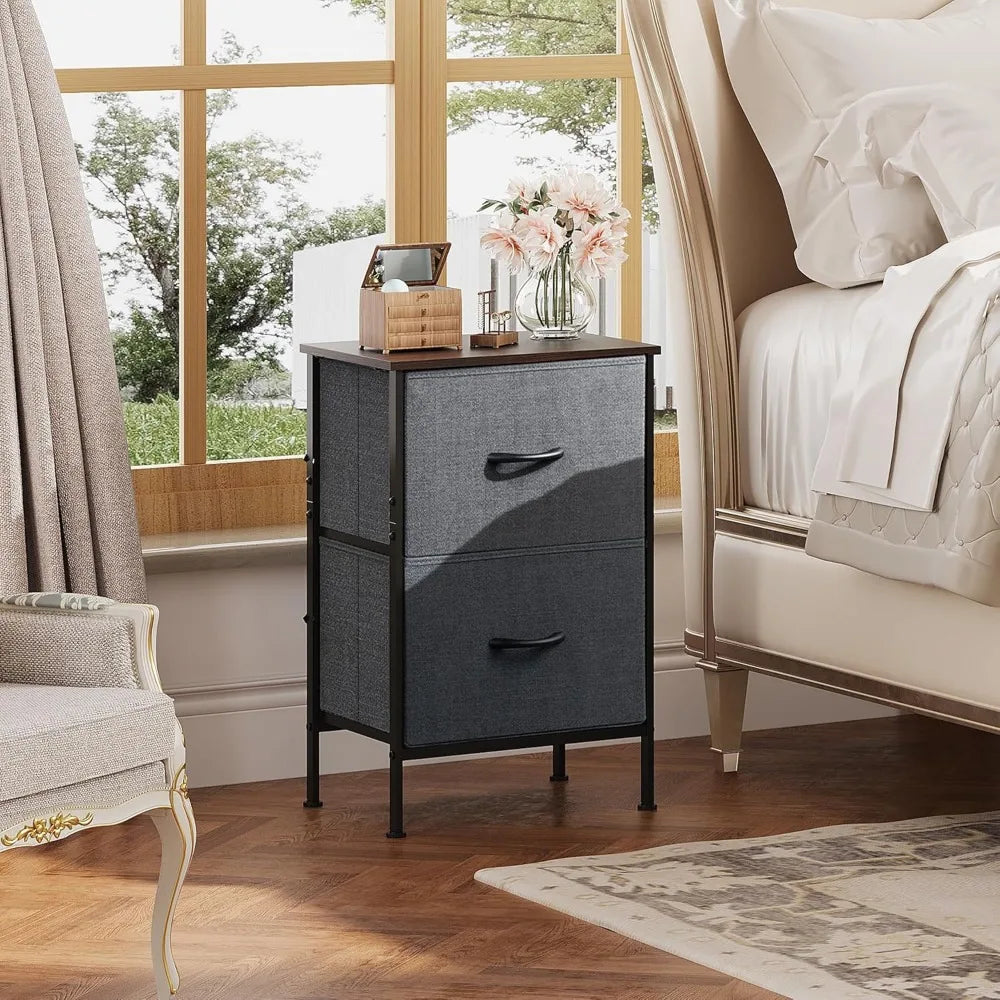 AURELIA Modern Minimalist 2-Drawer Fabric Nightstand - 15.7'' Wide