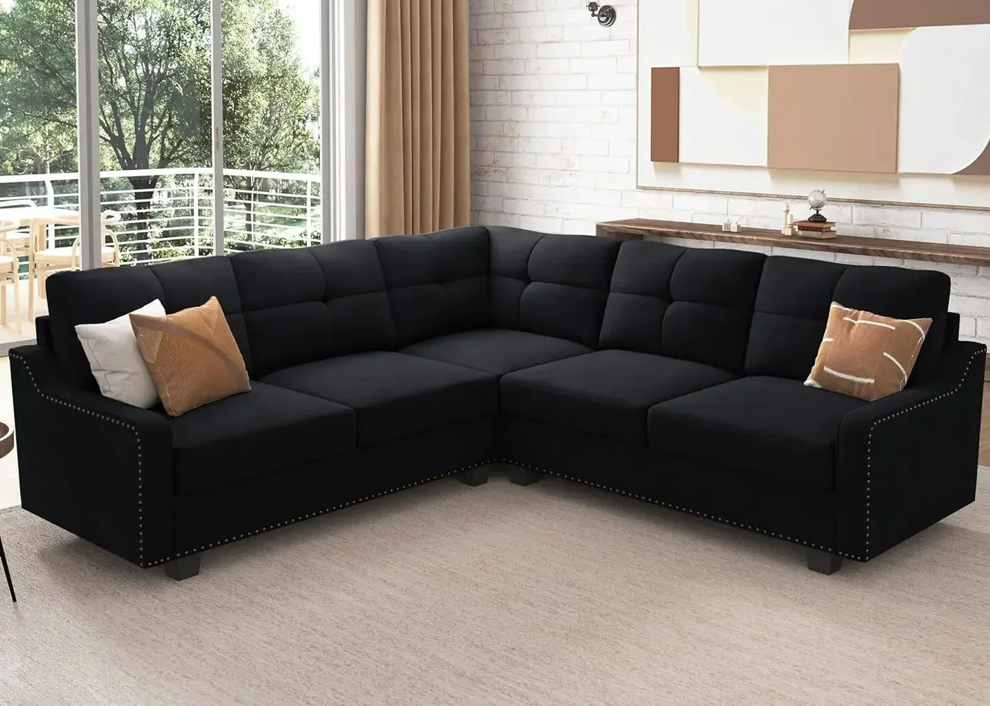 KATE Velvexa Modern Velvet Reversible Sectional Sofa | Convertible L-Shaped Couch – 82.7″ W