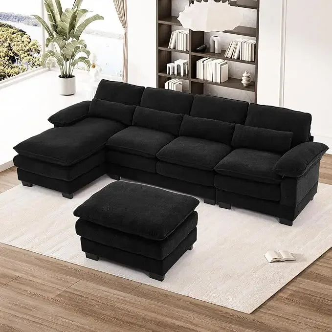BENNETT Modern Minimalist Deep-Seat Sectional Cloud Sofa – Modular U-Shaped Couch – 114.3" W
