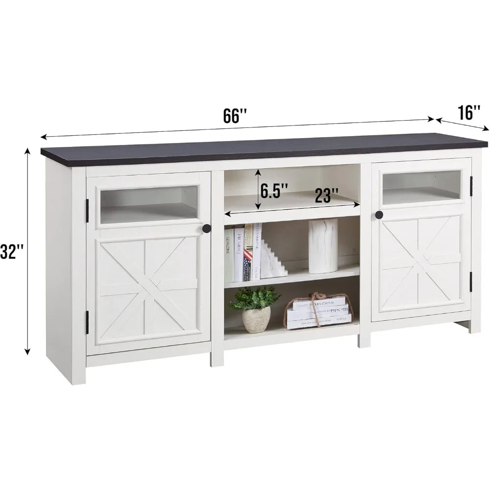 MADELYN Rustic Modern TV Stand with Barn Doors - 66"W