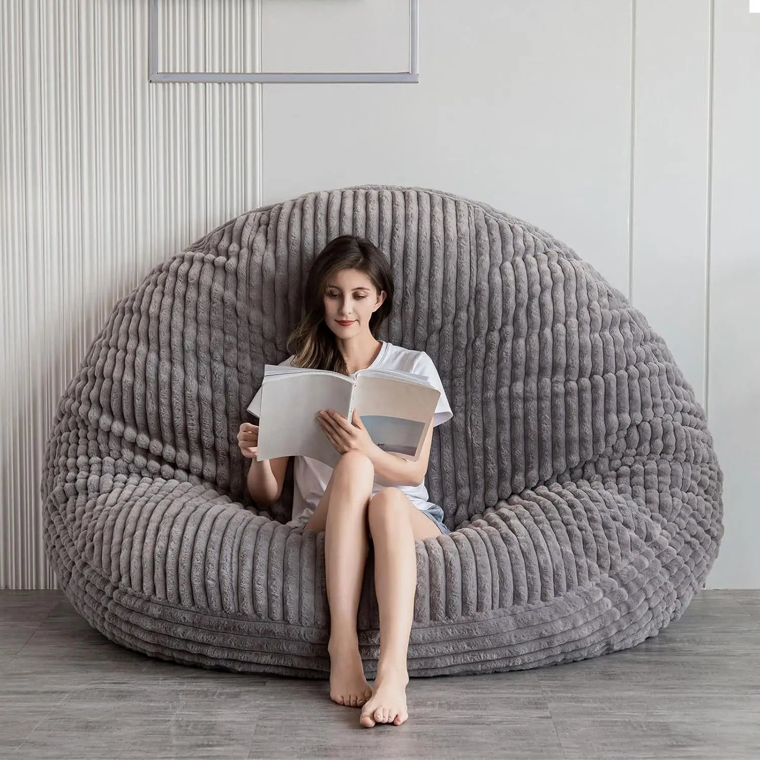 MALLORY CloudNest Faux Fur Convertible Bean Bag Chair Sofa Bed