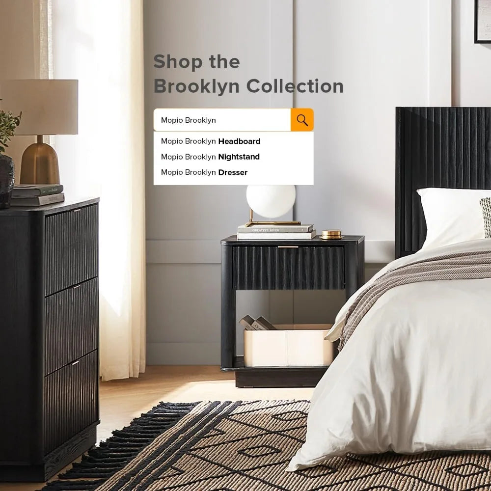 MADILYN Modern Farmhouse Nightstand - 21.6" Wide Bedside Table with Drawer & Storage