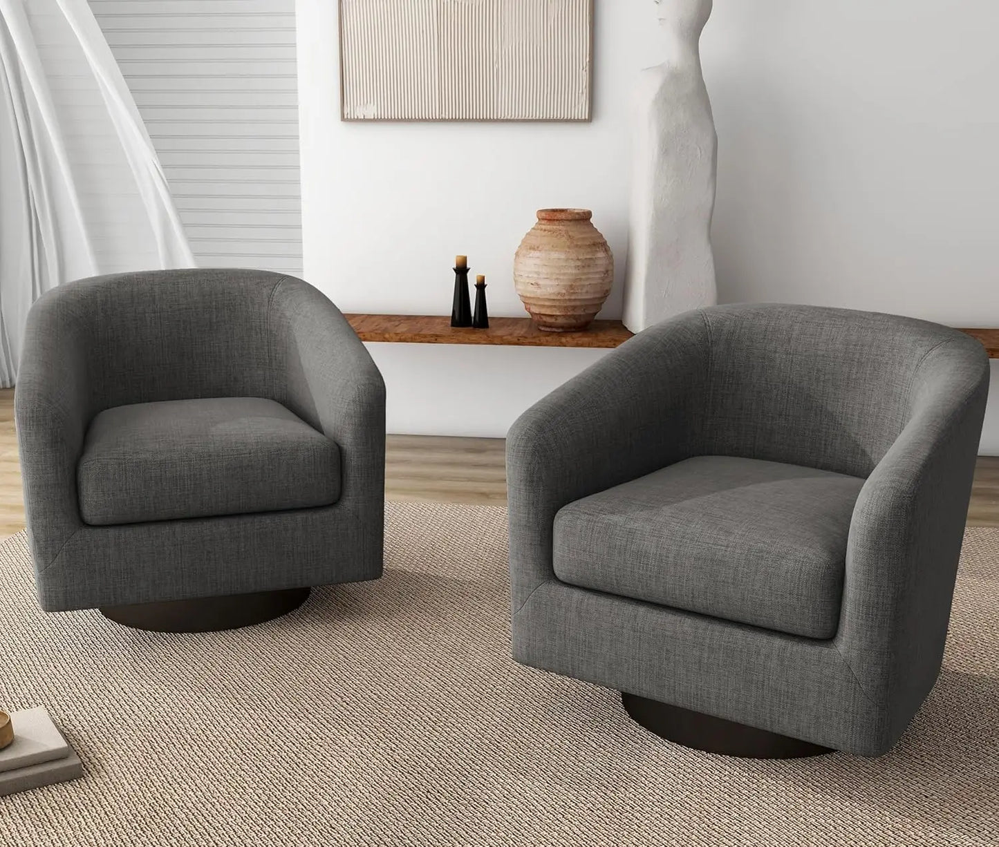 VINCENT Swivel Barrel Accent Chairs Set of 2 – Modern Armchair - 28.79" W