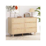 ELIANNA Modern Rattan 6-Drawer Dresser - 43.3" Wide Wood Storage Chest