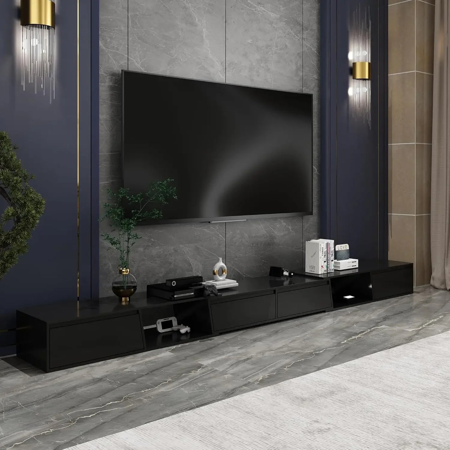 SOPHIE Modern Extendable TV Stand with 3 Drawers - 65.4" W